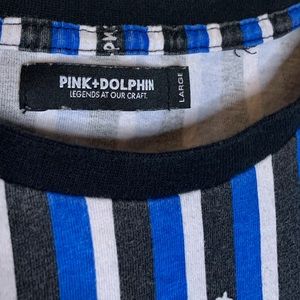 BLACK, BLUE, AND WHITE PINK DOLPHIN SHIRT